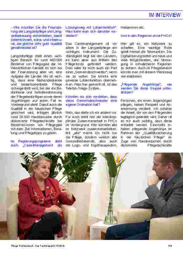 Vorschauseite 6: Im Interview mit Frau Bundesministerin Mag.a Beate Hartinger-Klein