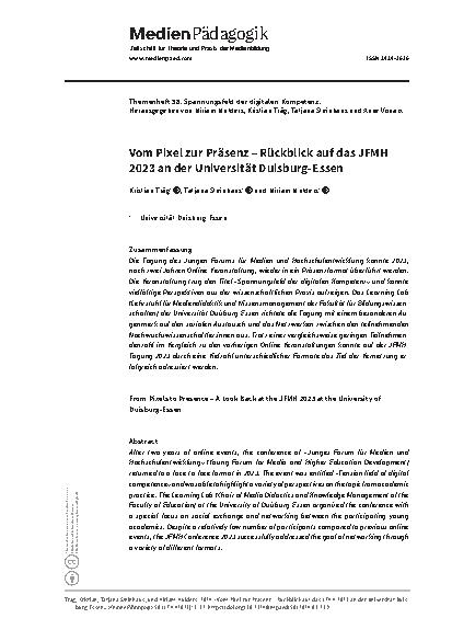 Vorschauseite 1: Vom Pixel zur Präsenz – Rückblick auf das JFMH 2023 an der Universität Duisburg-Essen