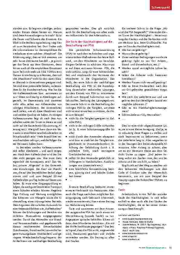 Vorschauseite 4: Einfach und ehrlich anfangen: Nachhaltigkeit und Arbeitsschutz – Eine Geschichte