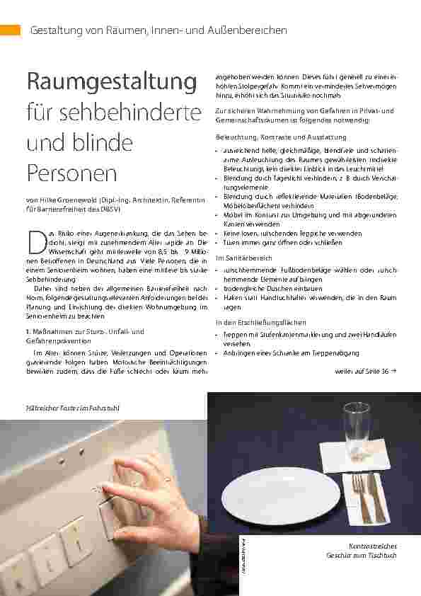 Vorschauseite 1: Raumgestaltung für sehbehinderte und blinde Personen