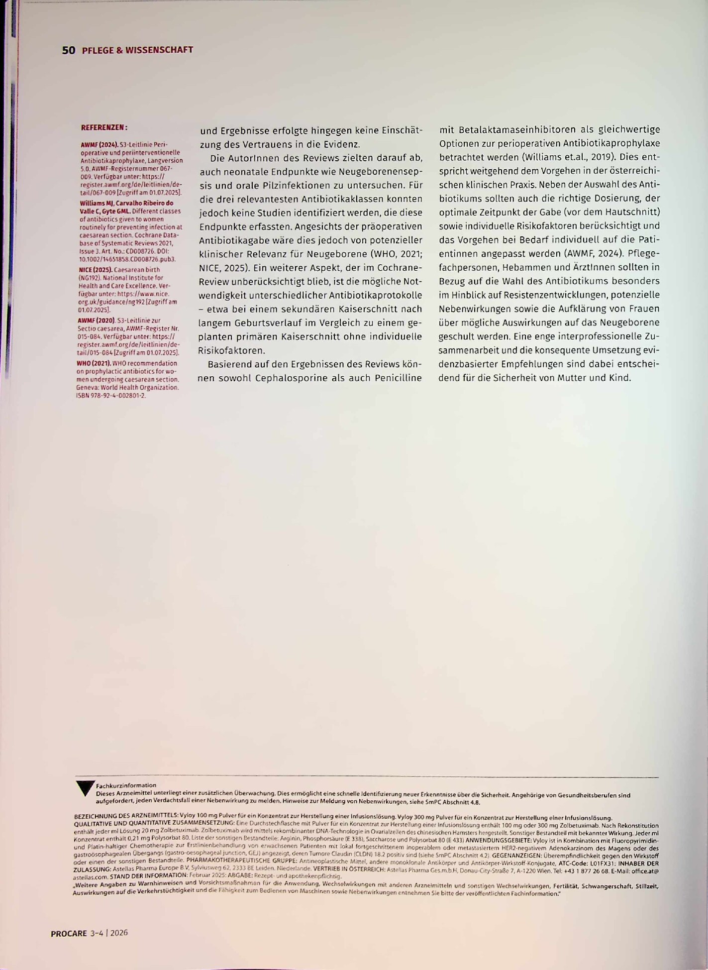 Vorschauseite 3: Vergleich verschiedener Antibiotika, die Frauen bei einem Kaiserschnitt routinemäßig erhalten, um Infektionen vorzubeugen