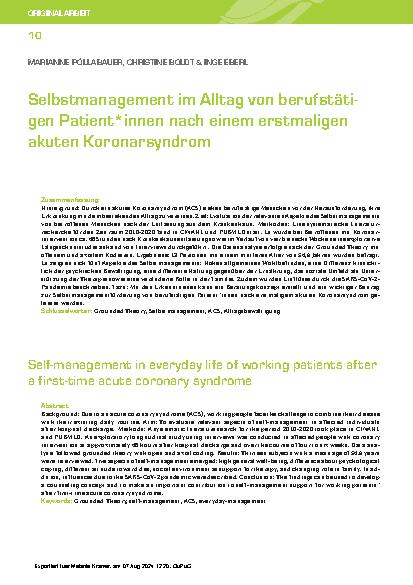 Vorschauseite 1: Selbstmanagement im Alltag von berufstätigen Patient*innen nach einem erstmaligen akuten Koronarsyndrom