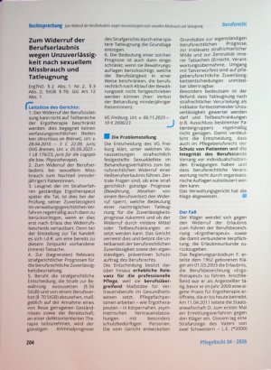 Vorschauseite 1: Zum Widerruf der Berufserlaubnis wegen Unzuverlässigkeit nach sexuellem Missbrauch und Tatleugnung