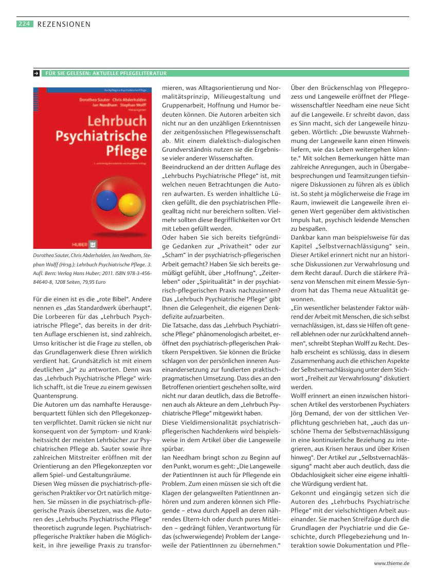 Vorschauseite 1: Lehrbuch Psychiatrische Pflege