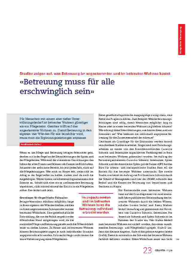Vorschauseite 1: «Betreuung muss für alle erschwinglich sein.»