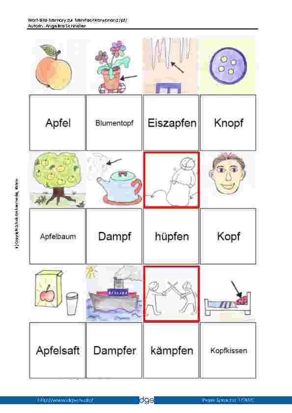 Vorschauseite 1: Wort-Bild-Memory zur Mehrfachkonsonanz