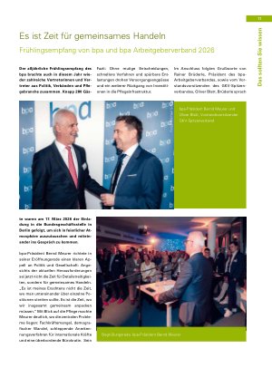 Vorschauseite 1: Es ist Zeit für gemeinsames Handeln Frühlingsempfang von bpa und bpa Arbeitgeberverband 2026