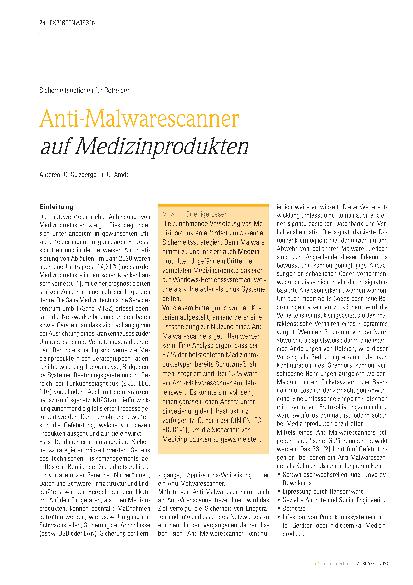 Vorschauseite 1: Anti-Malware-Scanner auf Medizinprodukten