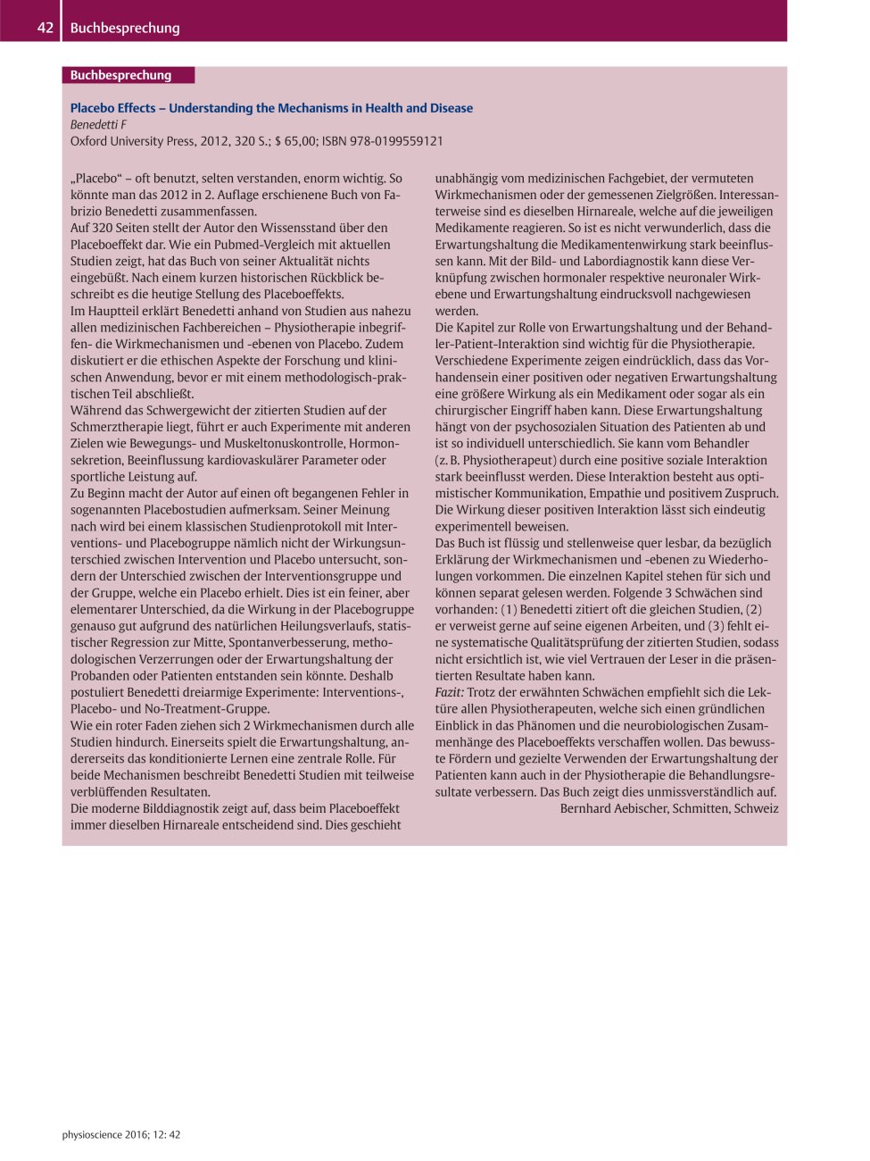 Vorschauseite 1: Placebo Effects – Understanding the Mechanisms in Health and Disease