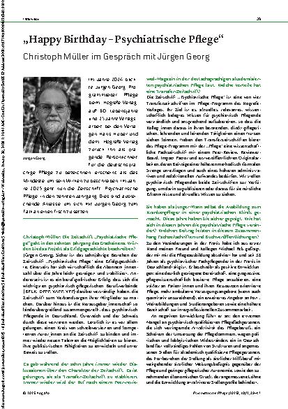 Vorschauseite 1: „Happy Birthday – Psychiatrische Pflege“