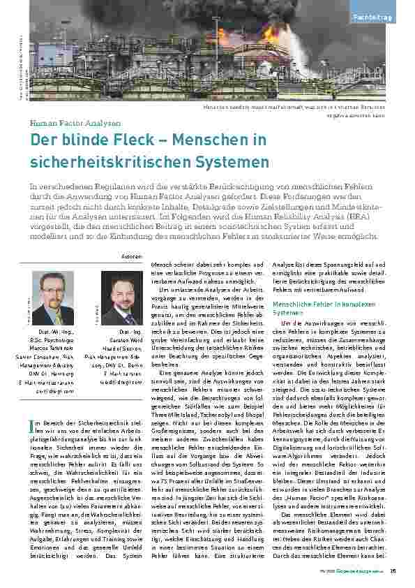 Vorschauseite 1: Der blinde Fleck – Menschen in sicherheitskritischen Systemen