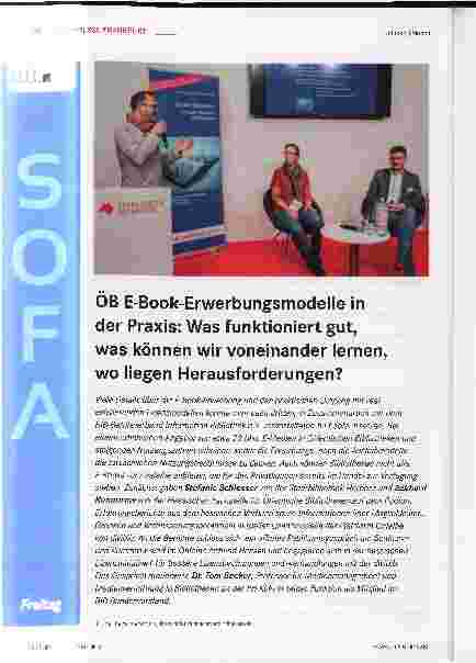 Vorschauseite 1: • • OB E-Book-Erwerbungsmodelle in der Praxis: Was funktioniert gut, was können wir voneinander lernen, wo liegen Herausforderungen?