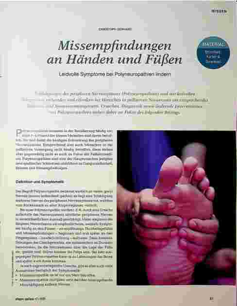 Vorschauseite 1: Empfindungen an Händen und Füßen. Leidvolle Symptome bei Polyneuropathien lindern.