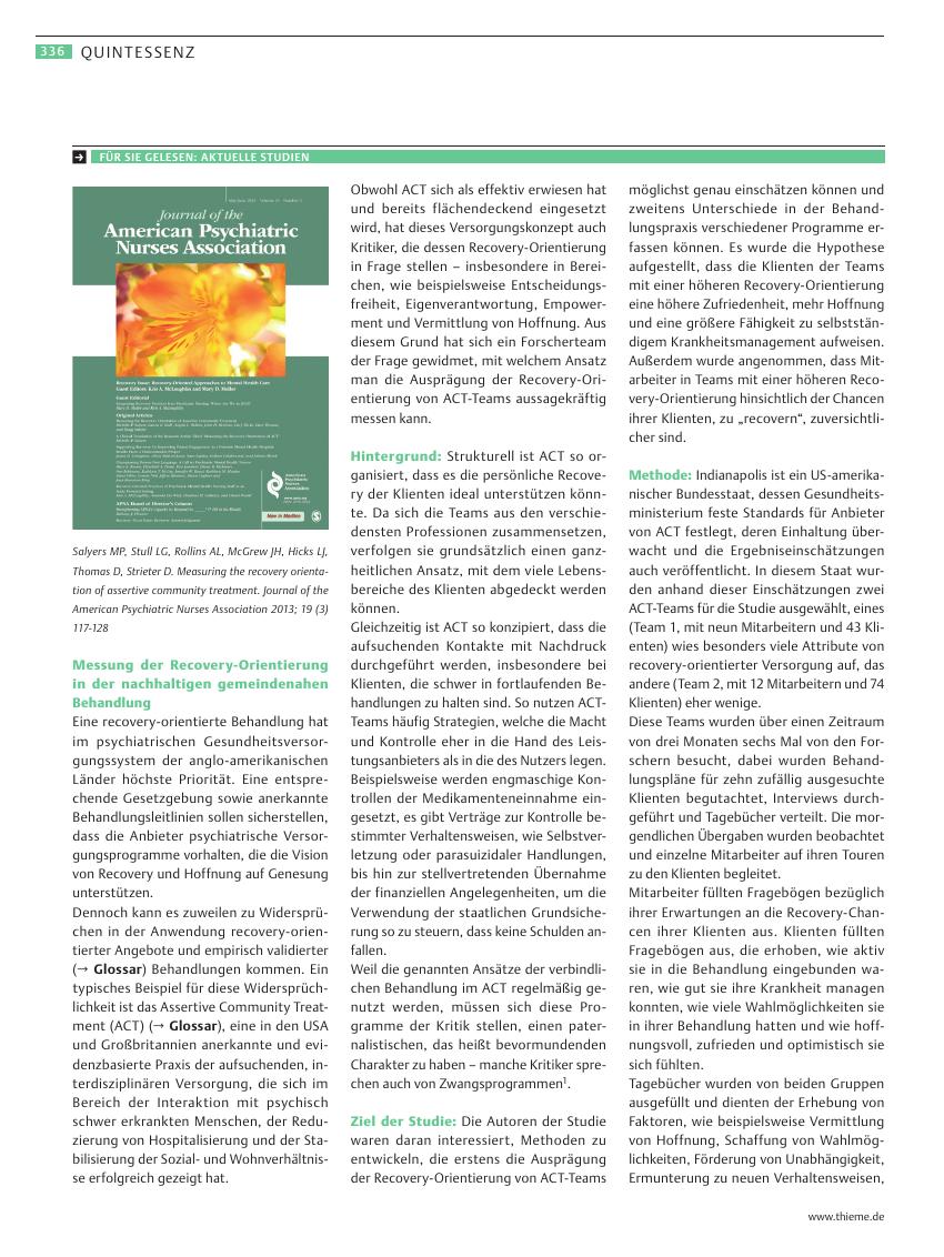Vorschauseite 1: Measuring the recovery orientation of assertive community treatment