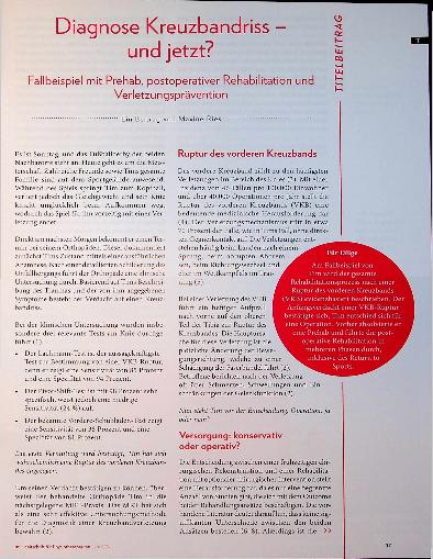 Vorschauseite 2: Diagnose Kreuzbandriss - und jetzt? Fallbeispiel mit Prehab, postoperativer Rehabilitation und Verletzungsprävention