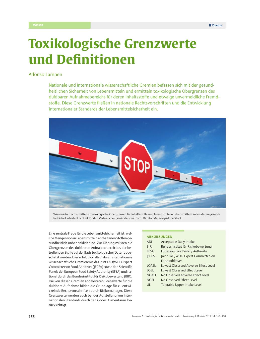 Vorschauseite 1: Toxikologische Grenzwerte und Definitionen