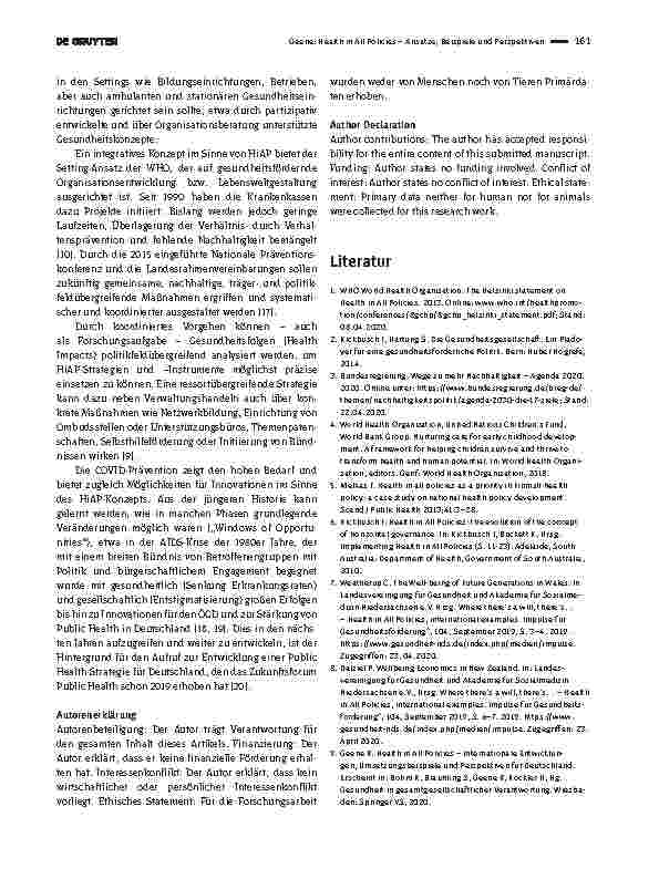 Vorschauseite 3: Health in All Policies – Ansätze, Beispiele und Perspektiven