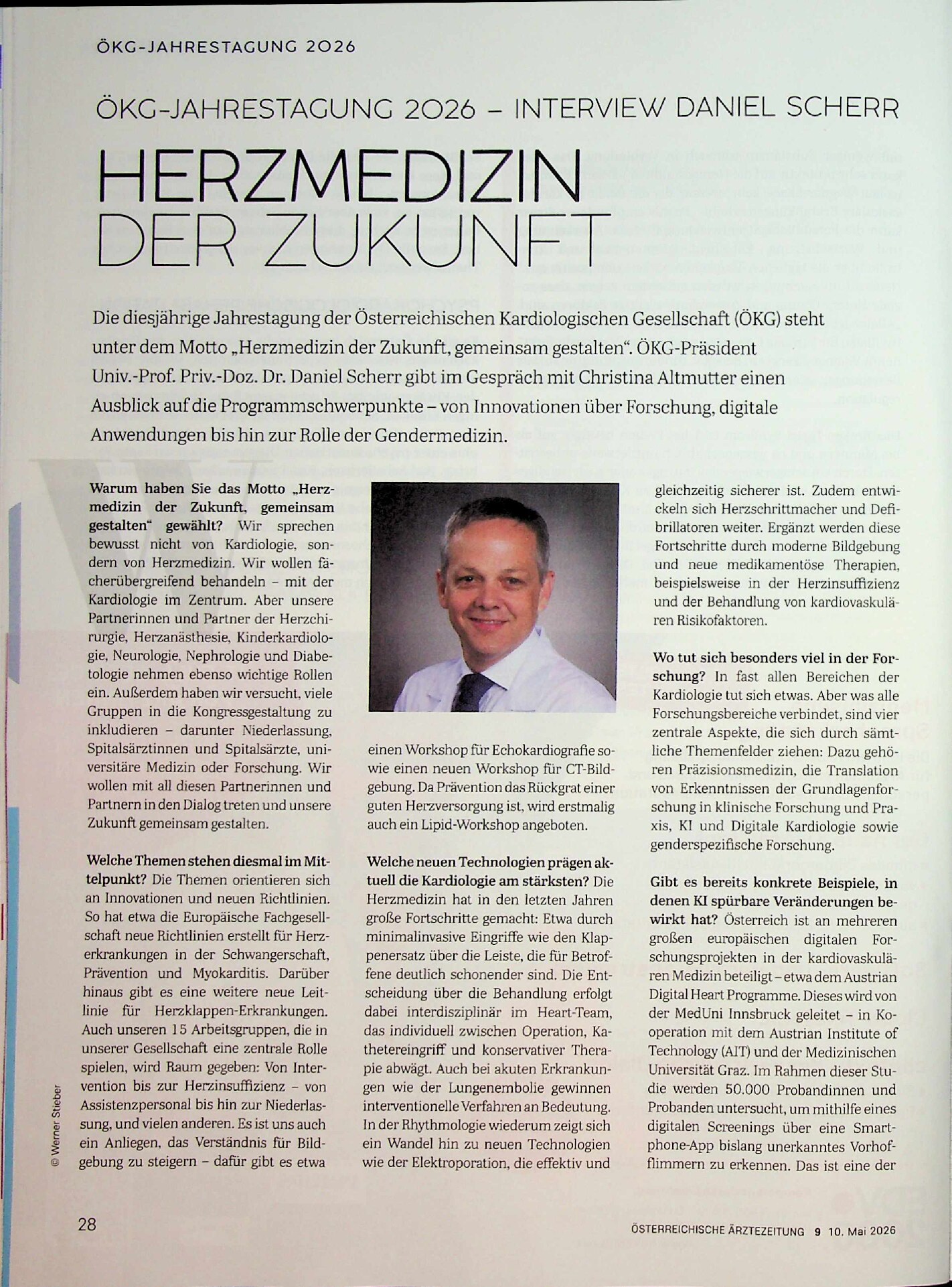 Vorschauseite 1: ÖKG-Jahrestagung 2026 – Interview Daniel Scherr. HERZMEDIZIN DER ZUKUNFT