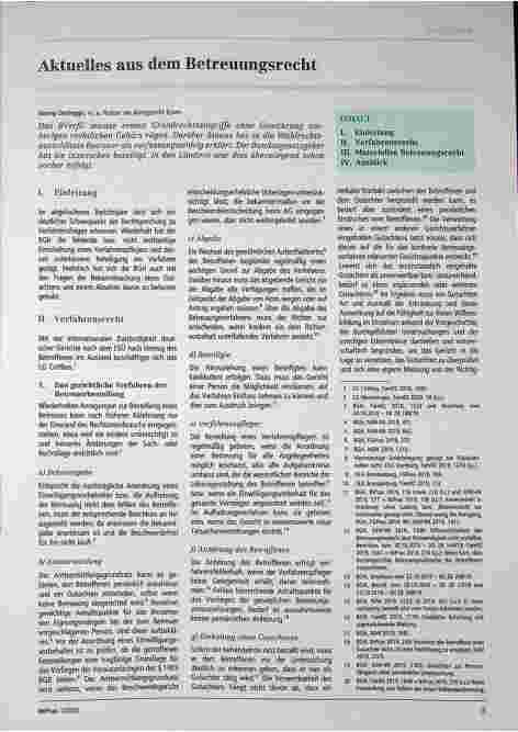 Vorschauseite 1: Aktuelles aus dem Betreuungsrecht