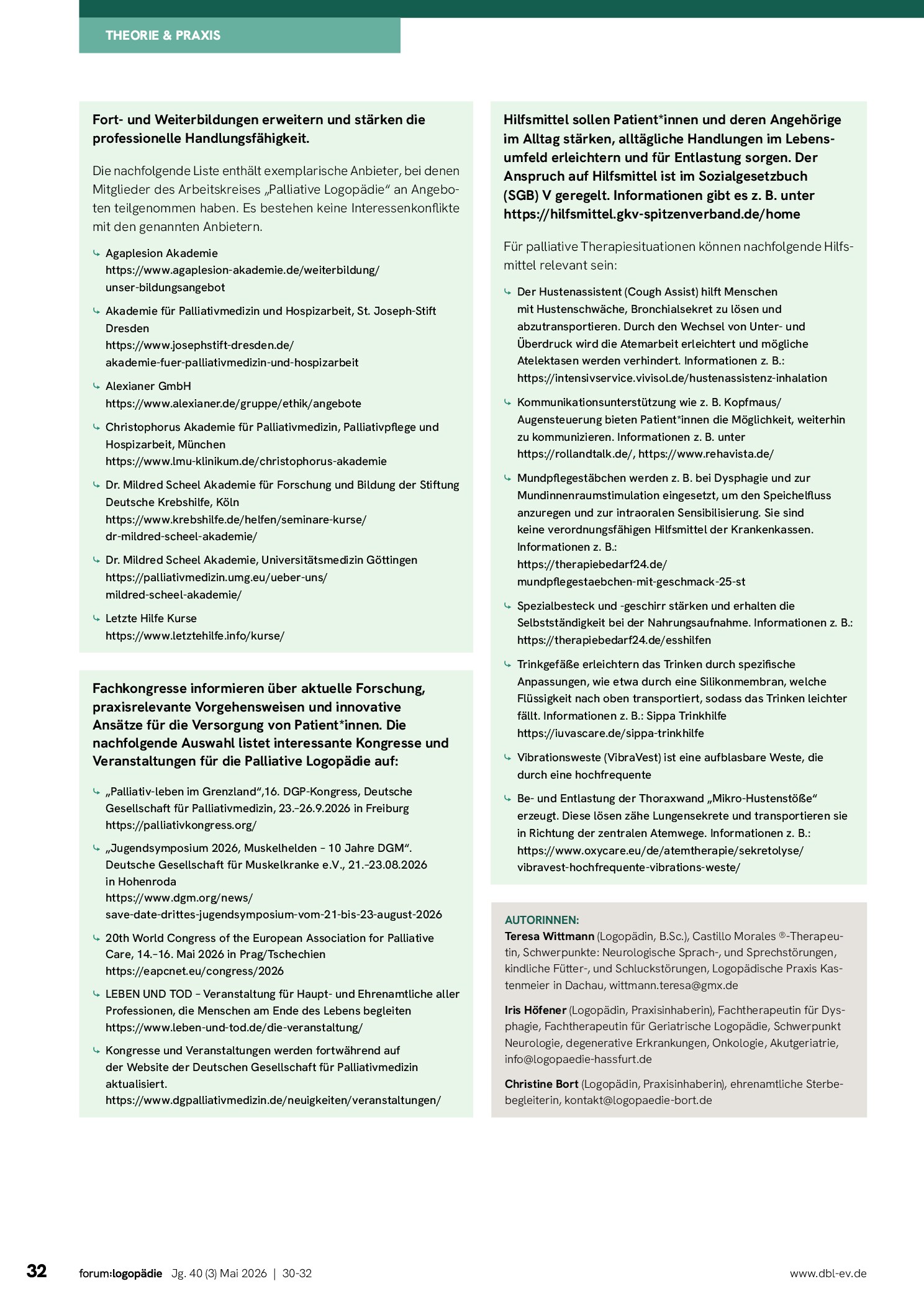Vorschauseite 3: Infothek Palliative Logopädie