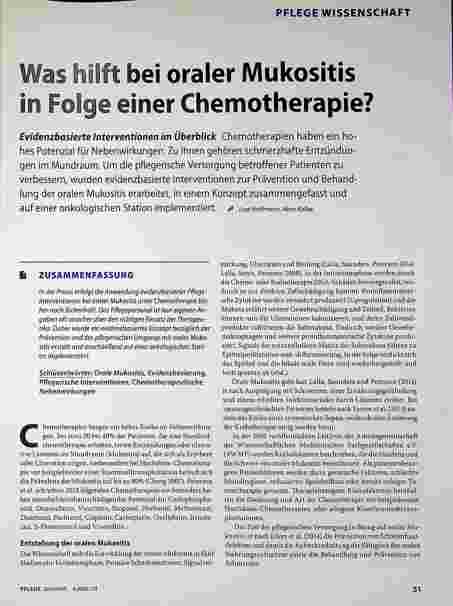 Vorschauseite 1: Was hilft bei oraler Mukositis bei einer Chemotherapie?