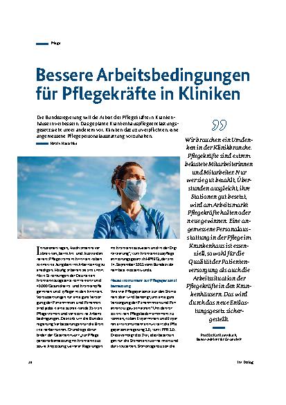 Vorschauseite 1: Bessere Arbeitsbedingungen für Pflegekräfte in Kliniken