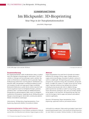 Vorschauseite 1: Im Blickpunkt: 3D-Bioprinting Neue Wege in der Transplantationsmedizin
