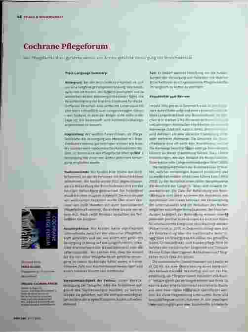 Vorschauseite 1: Cochrane Pflegeforum