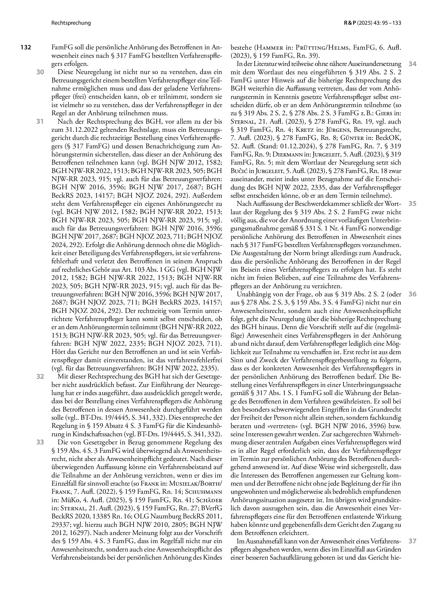 Vorschauseite 3: Teilnahme des Verfahrenspflegers an der persönlichen Anhörung im Unterbringungsverfahren