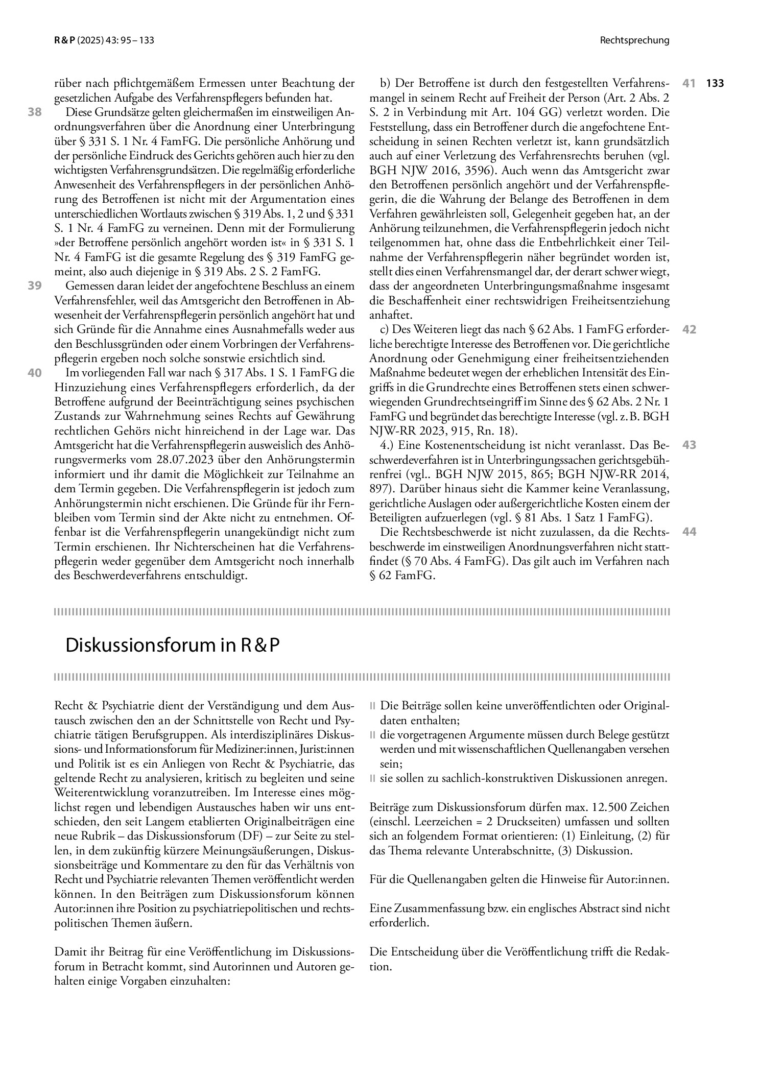 Vorschauseite 4: Teilnahme des Verfahrenspflegers an der persönlichen Anhörung im Unterbringungsverfahren