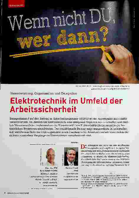 Vorschauseite 1: Verantwortung, Organisation und Delegation Elektrotechnik im Umfeld der Arbeitssicherheit