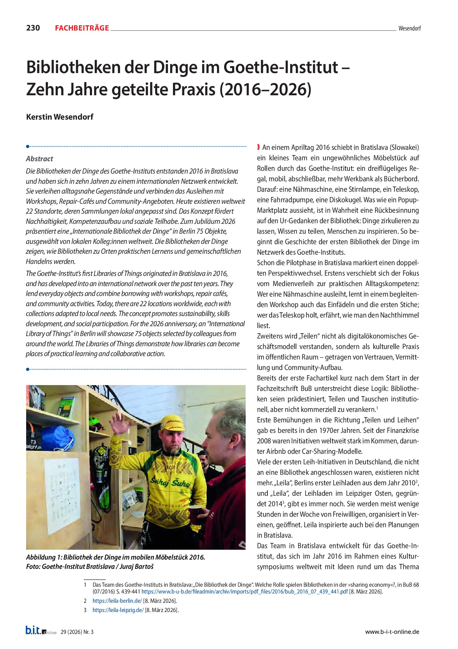 Vorschauseite 1: Bibliotheken der Dinge im Goethe-Institut – Zehn Jahre geteilte Praxis (2016–2026)