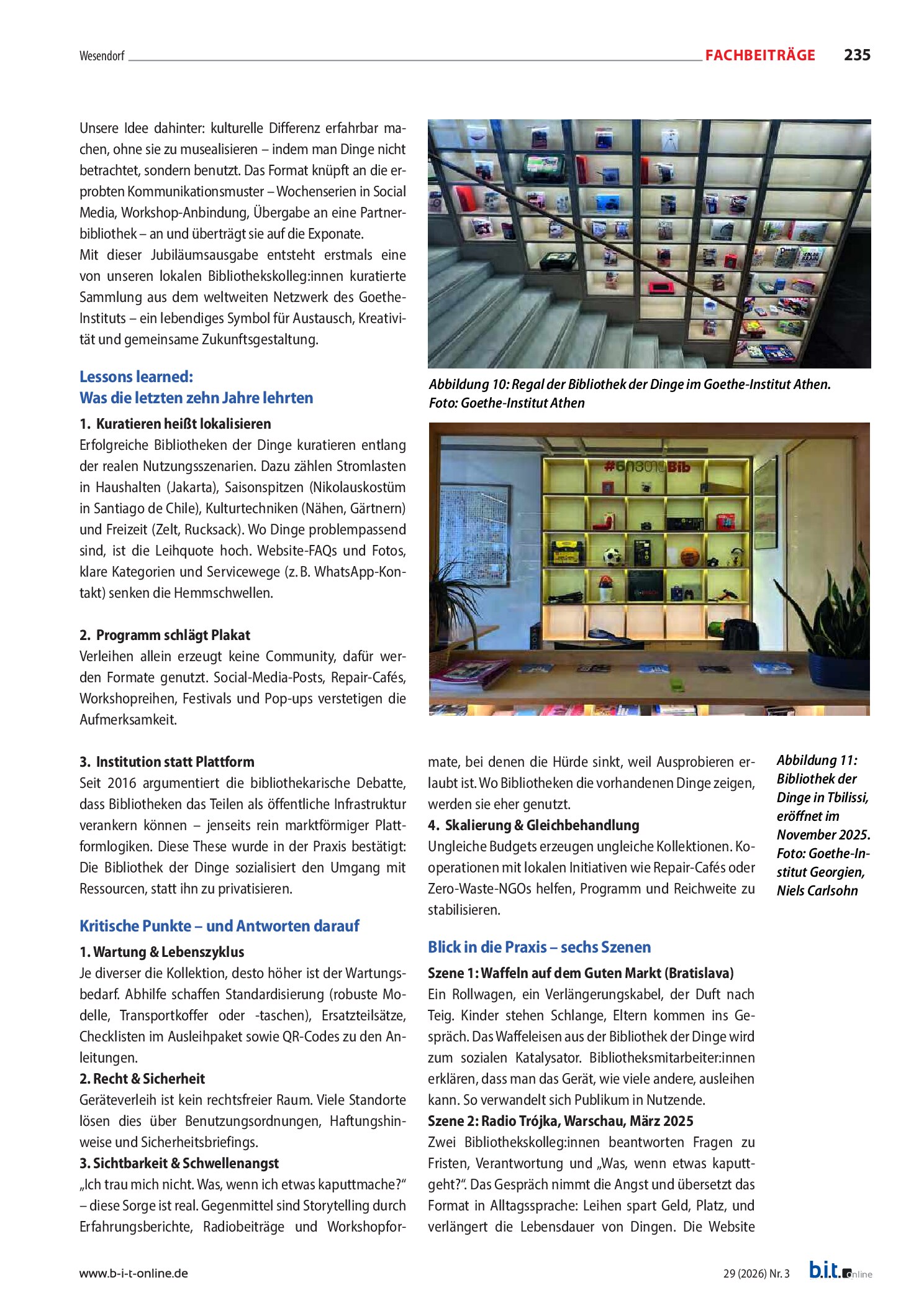 Vorschauseite 6: Bibliotheken der Dinge im Goethe-Institut – Zehn Jahre geteilte Praxis (2016–2026)