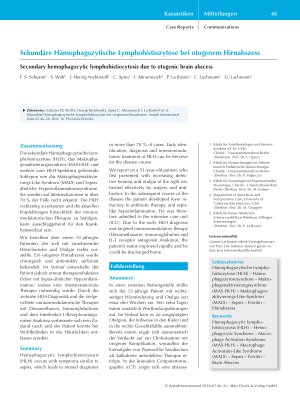 Vorschauseite 1: Sekundäre Hämophagozytische Lymphohistiozytose bei otogenem Hirnabszess