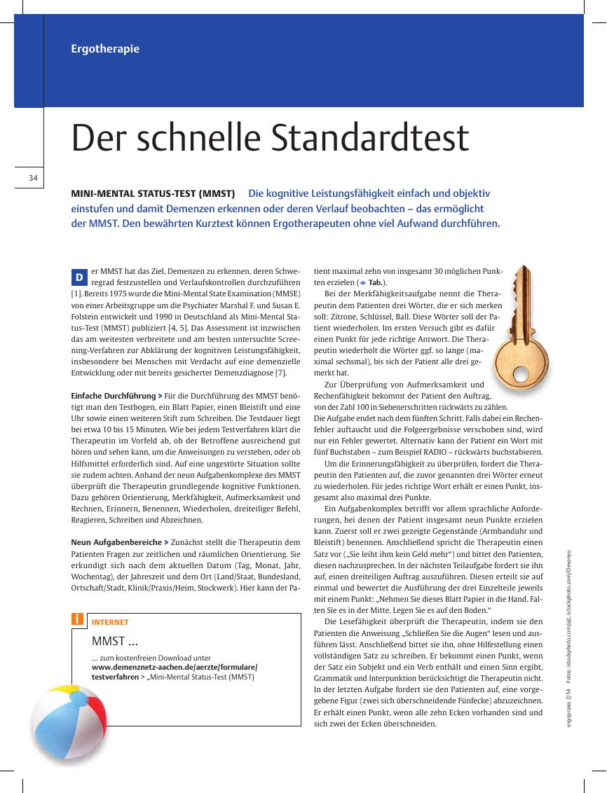 Vorschauseite 1: Mini-Mental Status-Test (MMST) ? Der schnelle Standardtest