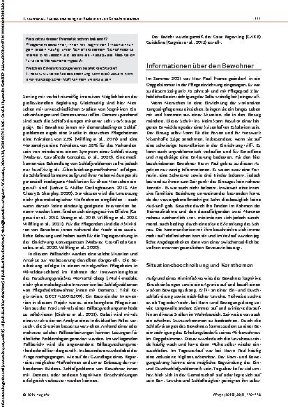 Vorschauseite 2: Strukturierte Fallbesprechung bei Schlafproblemen von Pflegeheimbewohner_innen mit kognitiven Einschränkungen