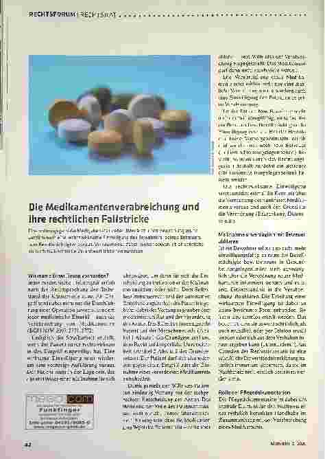 Vorschauseite 1: Die Medikamentenverabreichung und ihre rechtlichen Fallstricke
