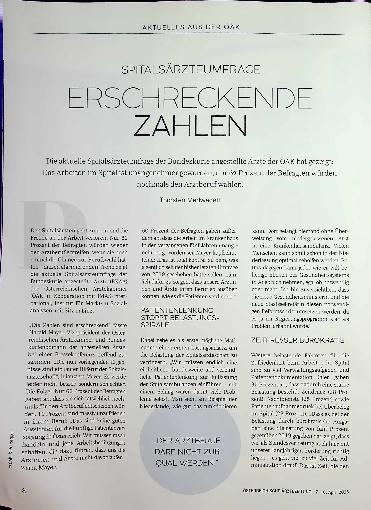 Vorschauseite 1: Spitalärzteumfrage Erschreckende Zahlen