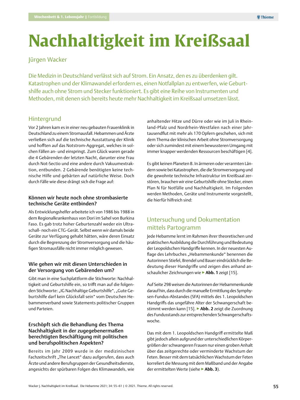Vorschauseite 1: Nachhaltigkeit im Kreißsaal