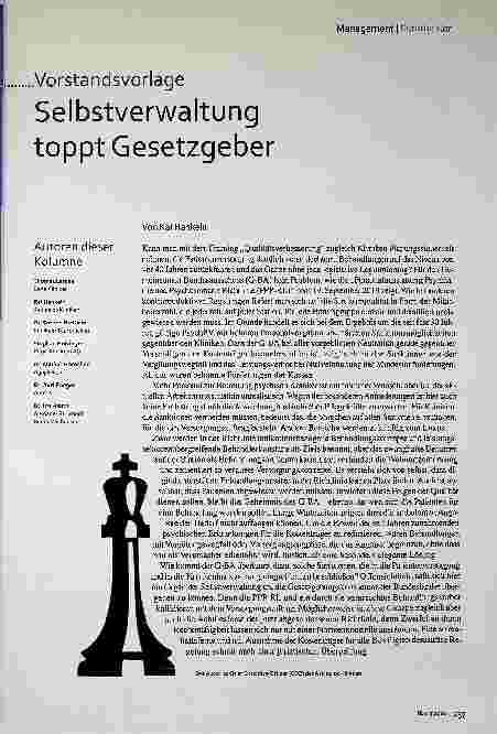 Vorschauseite 2: Vorstandsvorlage Selbstverwaltung toppt Gesetzgeber.