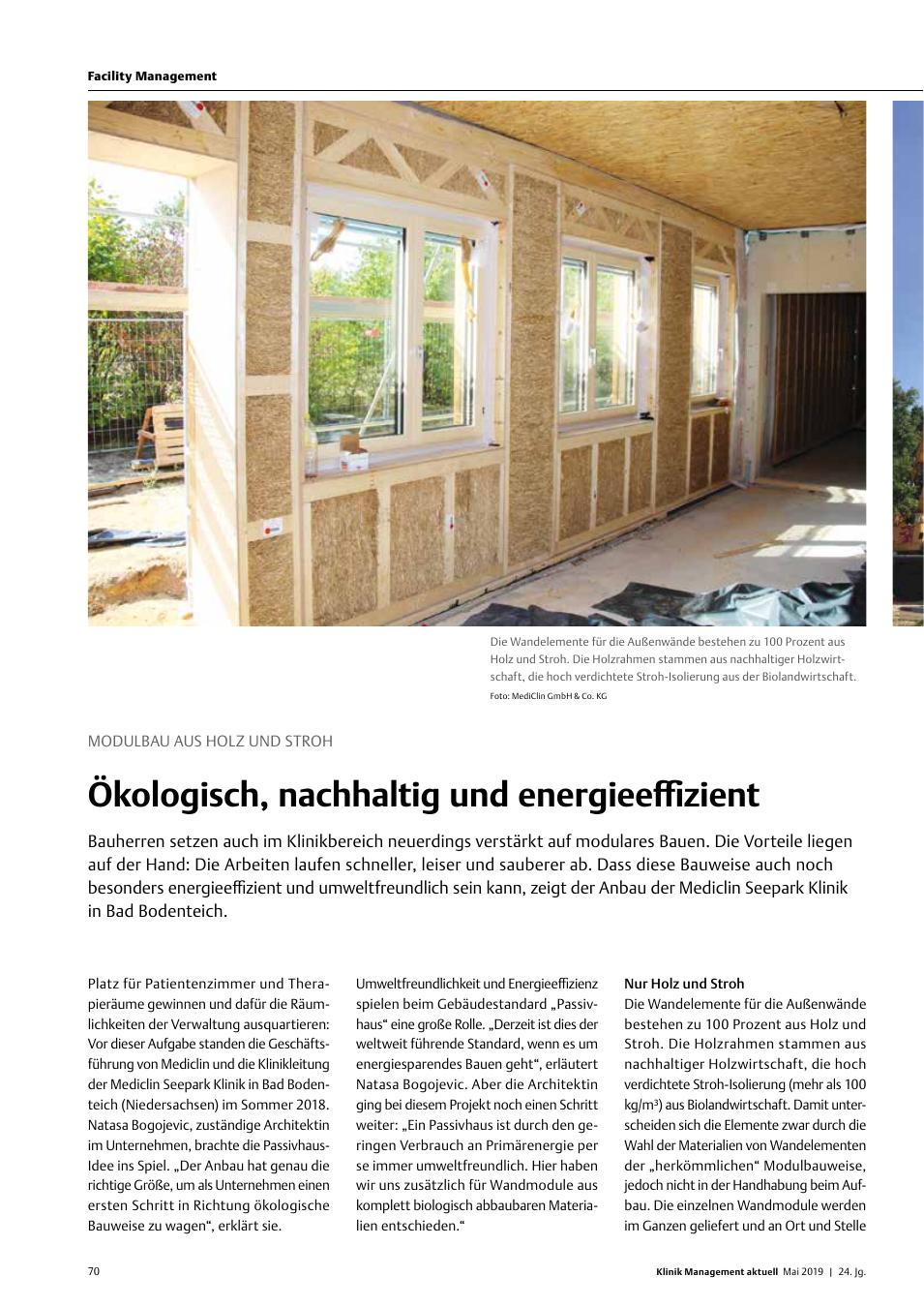 Vorschauseite 1: Modulbau aus Holz und Stroh: Ökologisch, nachhaltig und energieeffizient