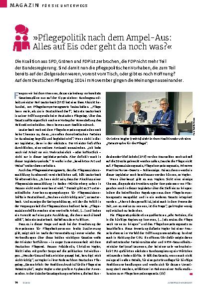 Vorschauseite 1: »Pflegepolitik nach dem Ampel-Aus: Alles auf Eis oder geht da noch was?«