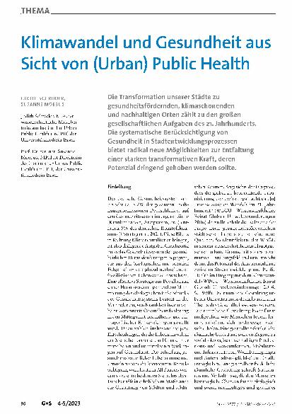 Vorschauseite 1: Klimawandel und Gesundheit aus Sicht von (Urban) Public Health