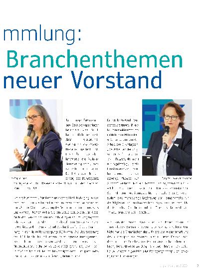 Vorschauseite 2: Aktuelle Branchenthemen und ein neuer Vorstand