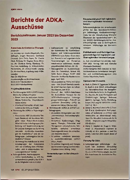 Vorschauseite 1: Berichte der ADKA-Ausschüsse
