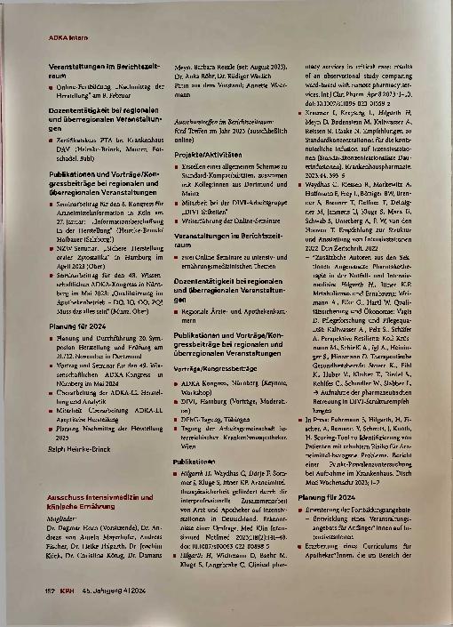 Vorschauseite 4: Berichte der ADKA-Ausschüsse
