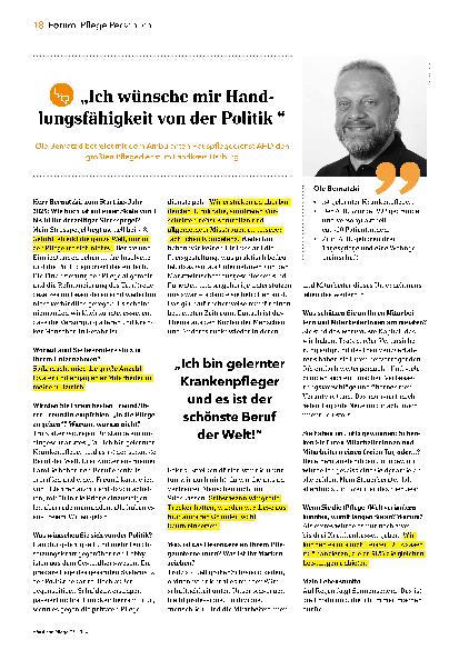 Vorschauseite 1: "Ich wünsche mir Handlungsfähigkeit von der Politik."