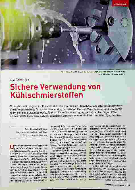 Vorschauseite 1: Sichere Verwendung von Kühlschmierstoffen