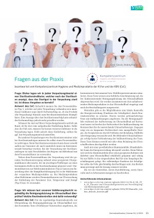 Vorschauseite 1: Fragen aus der Praxis beantwortet vom Kompetenzzentrum Hygiene und Medizinprodukte der KV’en und der KBV (CoC)