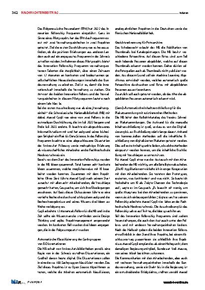 Vorschauseite 3: Schweizerische Nationalbibliothek auf der Suche nach neuen Technologien